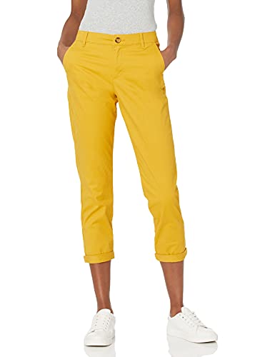 Amazon Essentials Women's Mid-Rise Slim-Fit Stretchy Cropped Tapered Leg Khaki Dress Pants (Available in Plus Size), Dark Yellow, 12