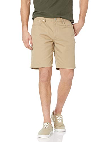 Amazon Essentials Men's Straight-Fit 9" Inseam Stretch 5-Pocket Short, Khaki Brown, 32