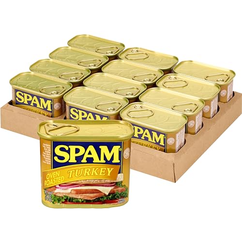 SPAM Oven Roasted Turkey, Canned Meat, 12 oz Can, (12 Pack)
