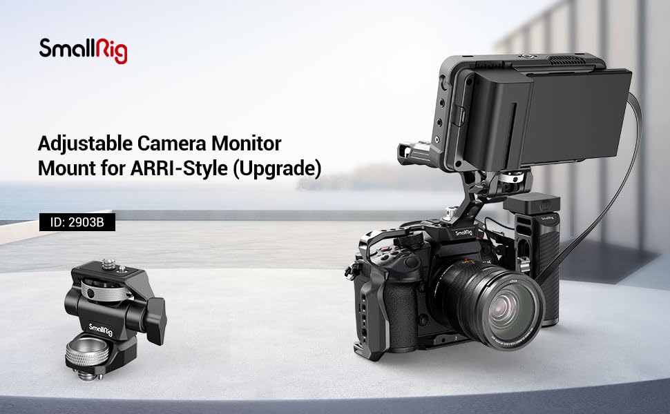 SmallRig Adjustable Camera Monitor Mount for ARRI-Style (Upgrade), 360° Swivel and 180° Tilt Monitor Holder Anti-Twist Support 5” and 7” Field Monitor