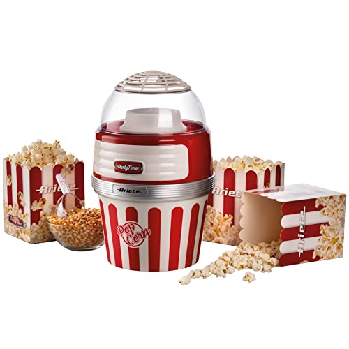 Ariete Popcorn XL Máquina de pombinhas Party Time Big Popper, 1100 W, 5,3 tons, Acrylonitrile Butadiene Styrene, vermelho e branco - 220V