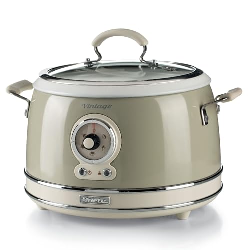 (-26%) Ariete 2904, Rice Cooker, Reiskocher Slow Cooker, Dampfgarer, Vintage-Linie, 3,5 l, antihaftbeschichtete Keramikbeschichtung, 650 W