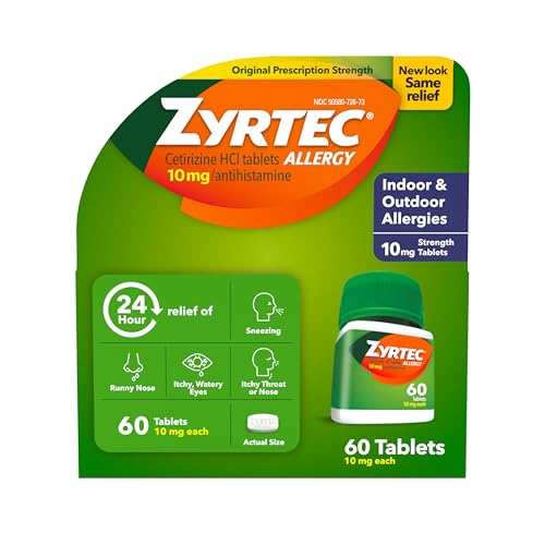 Zyrtec 24 Hour Allergy Relief Tablets 10mg 60 Count