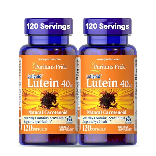 Puritan's Pride Premium Lutigold™ Lutein Carotenoid 40mg with Zeaxanthin for Men and Women, Dietary Supplement for Eye Health Support, 8 Month Supply, 120 Easy-to-Swallow Softgels, 2 Pack
