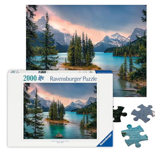 Ravensburger - Spirit Island, Canada - 2000 Piece Jigsaw Puzzle - Featuring Stunning Mountains, Vivid Water, Evergreens & More - Frameable - Premium Quality - Puzzles for Adults