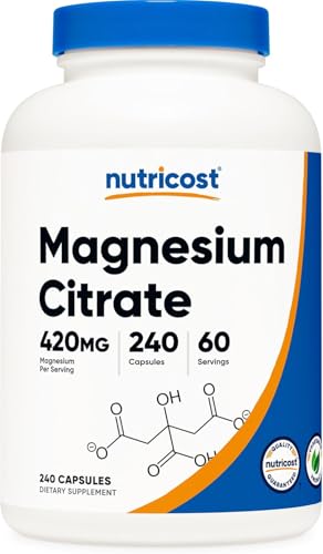 Nutricost Magnesium Citrate 420mg, 240 Veggie Capsules - 60 Servings, Gluten Free, Non-GMO, Vegetarian Friendly