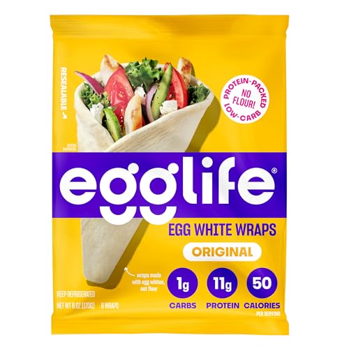 Egglife Original Egg White Wraps - (6 Count) - Refrigerated, Flourless, Gluten Free Wraps - Low Carb Tortilla Alternative