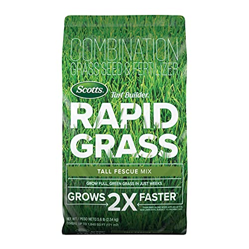 �️Scotts Turf Builder Rapid Grass Tall Fescue Mix - Combination Grass Seed and Fertilizer for Lawns, Lawn Seed That Grow