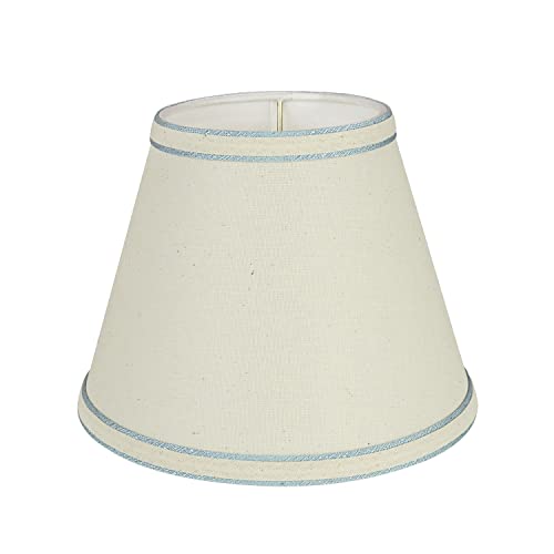 Aspen Creative 58909 Empire Uno Lamp Shade in Cream with Powder Blue, 5" Top x 9" Bottom x 7" Slant Height, Slip UNO 33mm