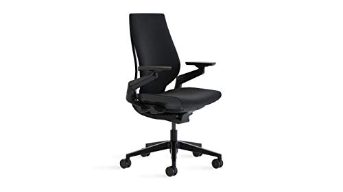Steelcase Gesture Office Chair - Ergonomic Work Chair with Wheels for Carpet - Comfortable - Intuitive-to-Adjust for Desk - 360-Degree Arms - Licorice Fabric, Dark Frame