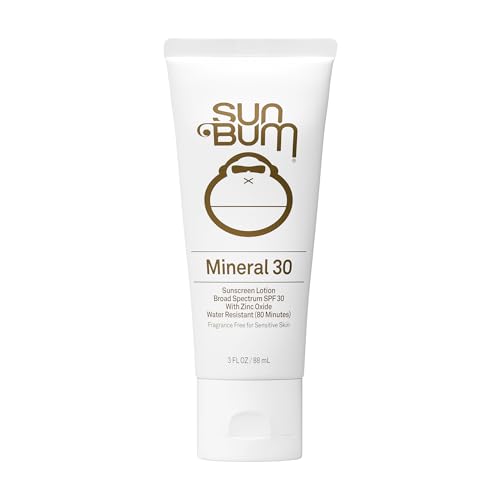 Sun Bum Mineral SPF 30 Sunscreen Body Lotion - Broad Spectrum Moisturizing Facial Sunscreen with Vitamin E - Vegan and Hawaii 104 Act Compliant (Without Octinoxate & Oxybenzone) - Travel Size - 3 oz