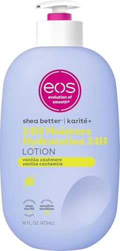 eos Shea Better Body Lotion Vanilla Cashmere, 24-Hour Moisture Skin Care, Lightweight & Non-Greasy, Natural Shea, Vegan, Vanilla Body Lotion, 16 fl oz