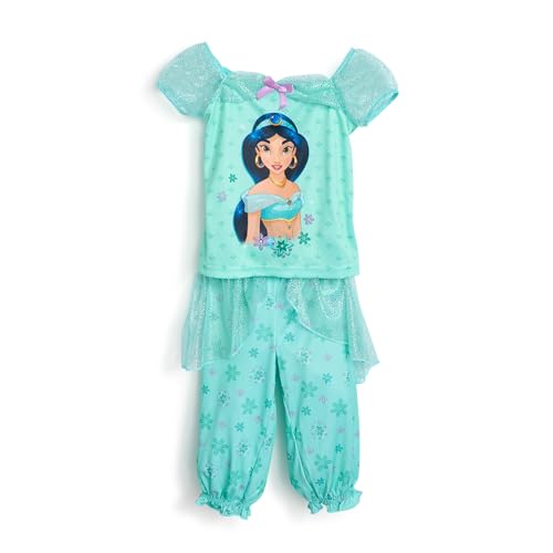 Disney Girls' Princess 2-Piece Loose-Fit Pajamas Set, LOVE JASMINE 2, 4T