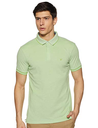 Allen Solly Men’s Pastel Shade Polo T‑Shirt | Bird’s Eye Knit Texture | Soft Cotton‑Blend | Regular Fit | Half Sleeves | Casual Everyday Wear