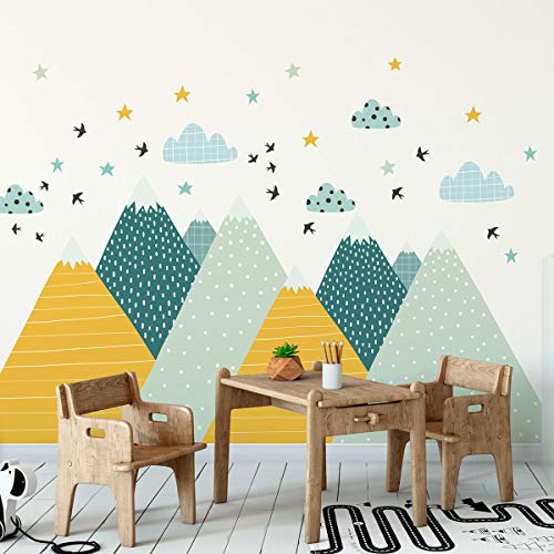 Ambiance-Sticker Children's Wall Stickers Decoration Giant Scandinavian Mountains for Baby Room Ziska 55 x 110 cm, 1 Unit