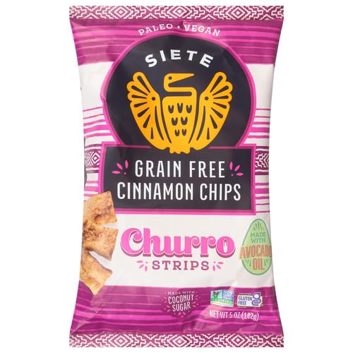 Siete Grain Free Cinnamon Churro Strips, 5 oz Bag (1 Pack) - Dairy Free, Paleo, Vegan, Non-GMO, Gluten Free