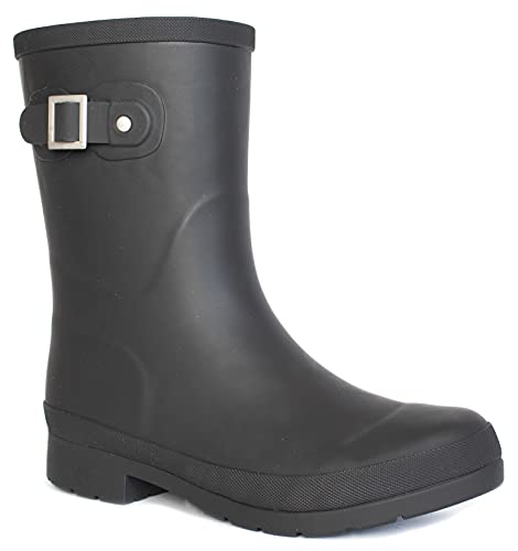 Chooka Women’s Waterproof Solid Mid-Height Rain Boot – Durable Rubber, Memory Foam Insole, Non-Slip Outsole, All-Weather Comfort, Black, 10 M