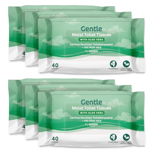🔥 STARKER PREIS (-37%) by Amazon Sanfte, feuchte Toilettenpapier mit Aloe Vera, ausspülbar, 240 Stück (6 Packungen mit 40 Blatt)