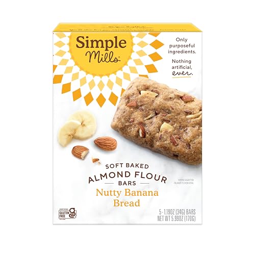 Simple Mills Nutty Banana Bread Soft Baked Almond Flour Bars, 5.99 OZ