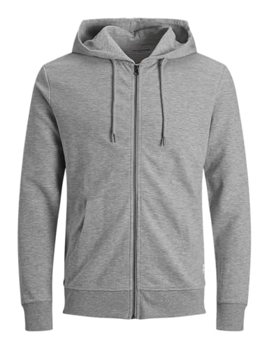 (-15%) JACK & JONES Herren Jjebasic Zip Hood Noos Cardigan Sweater, Light Grey Melange, S EU
