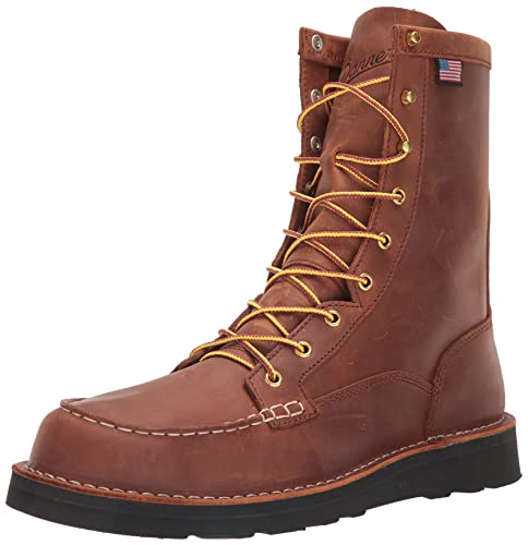 Danner 8” Bull Run Moc Toe Work Boots for Men - Durable Full-Grain Leather with Non Slip Wedge Outsole and 3-Density Cushion Footbed, EH Resistant