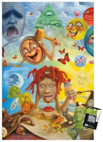Trends International Trippie Redd - Art Wall Poster, 22.37" x 34.00", Poster & Push Pin Bundle