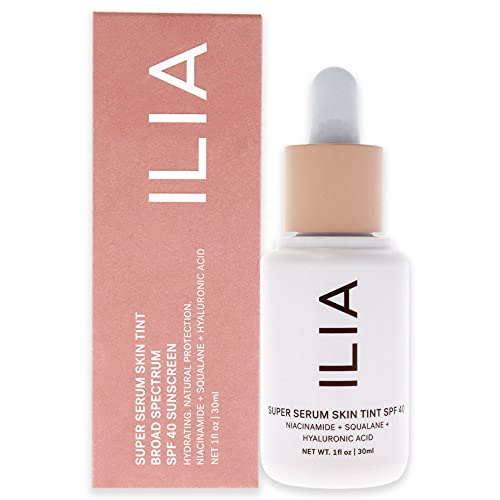ILIA - Super Serum Skin Tint SPF 40 | Non-Comedogenic, Vegan, Lightweight to Help Against Blue Light, + Pollution while Hydrating, Smoothing, + Refining (Balos ST3, 1 fl oz | 30 ml)