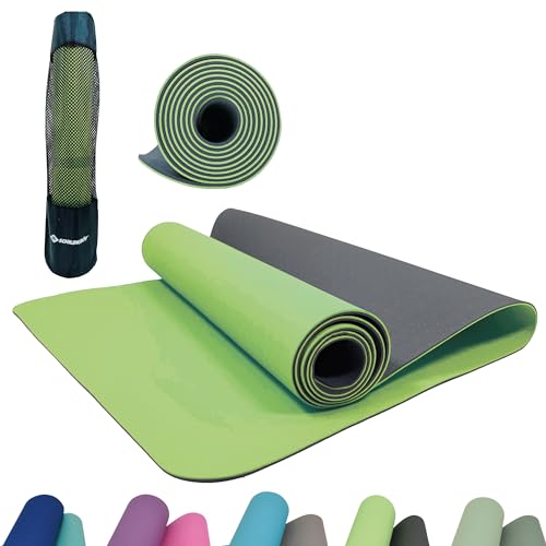 (-25%) Schildkröt Fitness Bicolor Yogamatte, Lime-Anthrazit, 4mm, PVC-frei, im Carrybag