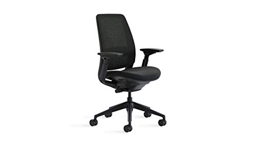 Steelcase Series 2 Office Chair - Ergonomic Work Chair with Wheels for Carpet - with Back Support, Weight-Activated Adjustment & Arm Support - Adjustable Rolling Chairs for Desk - Licorice
