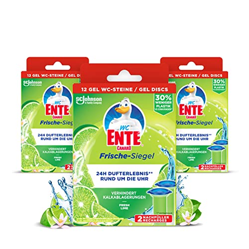 🔥 STARKER PREIS (-28%) WC Ente Frische-Siegel Nachfüller, WC Gel Stempel, Lime, 3 x 2 Nachfüller