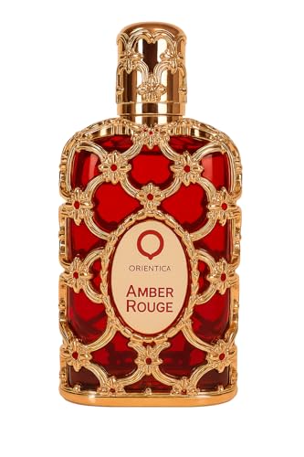 Orientica Luxury Collection Amber Rouge Eau De Parfum – Woody, Amber, Saffron, Praline, Jasmine, Orange, Oak Moss, Seaweed – Arabic Perfume for Men & Women – 2.7oz / 80ml