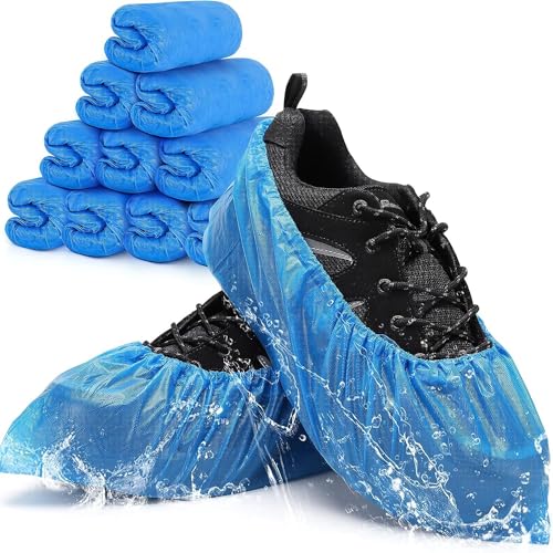 Buself Shoe Covers Disposable Non Slip - Pack of 100 (50 Pairs), Premium Waterproof and Recyclable Shoe Booties Covers for Indoors, Fits Up To 11 US Men and 13 US Women Size