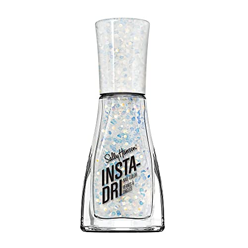 Sally Hansen Insta-Dri,Twinkle Twinkle, Quick Dry, Long Lasting, Semi Opaque, Glitter White Nail Polish