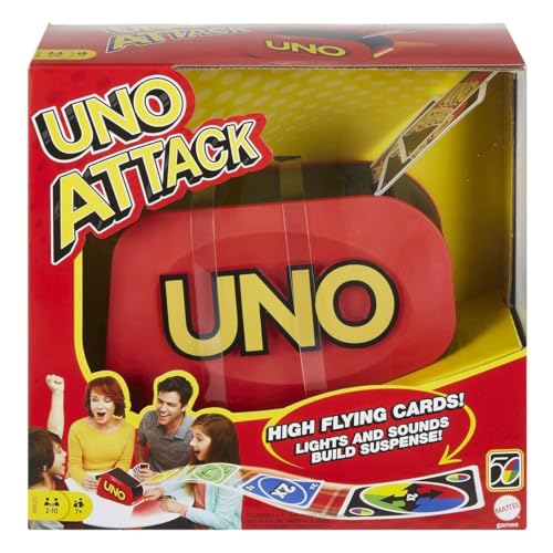 (-38%) Mattel Games UNO Extreme, UNO Kartenspiel für die Familie, mit Kartenwerfer, Reisespiel oder Spiel für Erwachsene, für 2-10 Spieler, ab 7 Jahren, GXY75