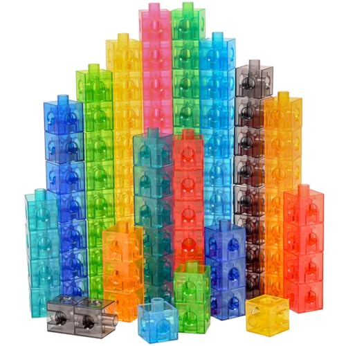 edxeducation Translucent Linking Cubes - Construction Toy for Early Maths - Set of 100 - 2 cm - Light Table Toy - Preschool and Primary Learning