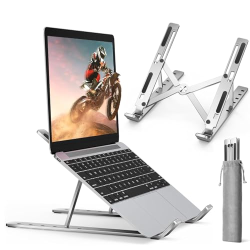 Dyazo 6 Angles Adjustable Aluminum Ergonomic Foldable Portable Tabletop Laptop/Desktop Riser Stand Holder Compatible for MacBook, HP, Dell, Lenovo & A