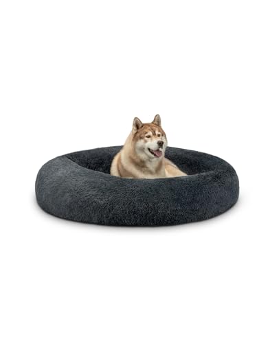 lionto Cama donut Ø 120 cm, cojín de felpa con relleno extra grueso, para perros grandes