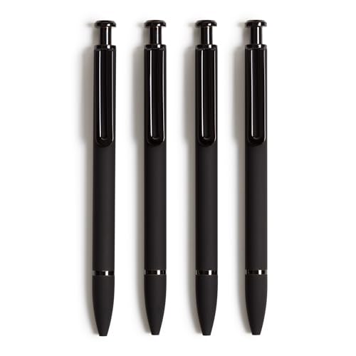 U Brands Midnight Monterey Ballpoint Pens, 4 Count, Black Soft Touch, Painted Black Details, Bold (1.0 mm) Point, Black Ink