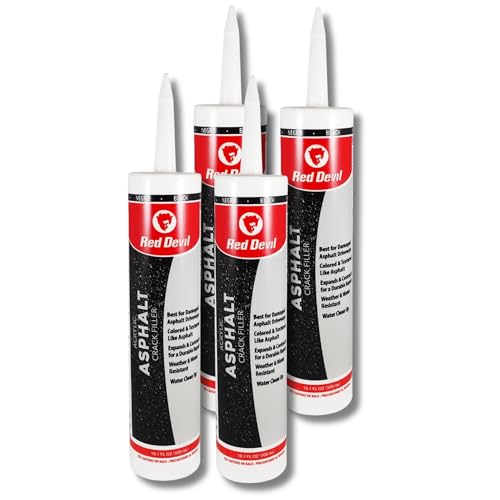 Red Devil 0637 Asphalt Crack Filler Sealant, Driveway Sealer, Acrylic, Black, 10.1 fl. oz., Pack of 4, Made in USA
