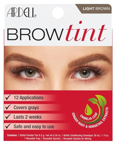 Ardell Brow Tint Kit Light Brown - Semi-Permanent Eyebrow Dye, Long-Lasting Brow Color with Natural Extracts, Complete Eyebrow Tint Set, 1 Pack