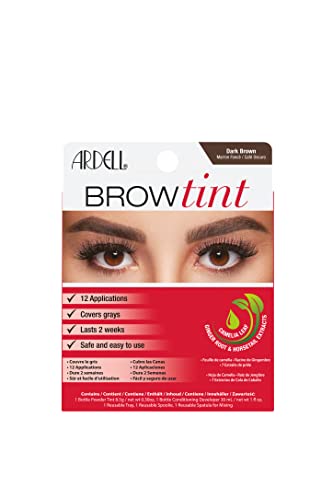 Ardell Brow Tint Kit Dark Brown - Semi-Permanent Eyebrow Dye, Long-Lasting Brow Color with Natural Extracts, Complete Eyebrow Tint Set, 1 Pack