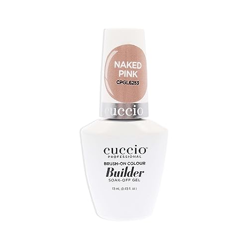 Cuccio Pro Brush-On Colour Builder Soak-Off Gel - Calcium Enriched - Easy Brush-On - Perfect Light Color - Reinforce, Build, Shape And Extend The Natural Nail - Naked Pink - 0.43 oz Nail Polish