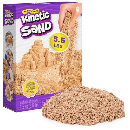 Kinetic Sand, 5.5lbs (2.5kg) Natural Brown Play Sand, Bulk Box for Arts and Crafts, Sandbox (Packaging May Vary), Moldable Sensory Toys, Ages 3 and up