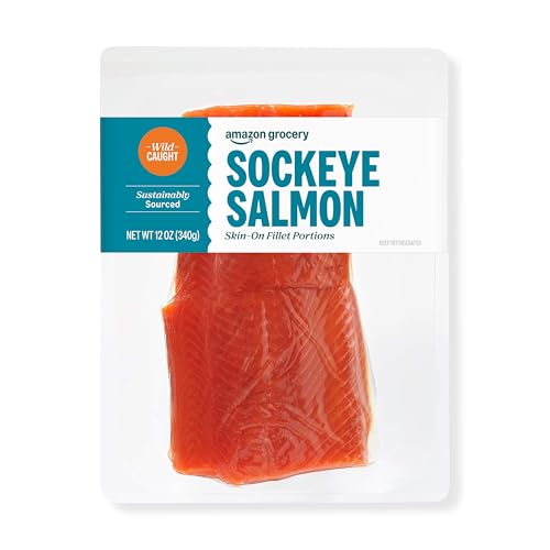 Amazon Grocery, Wild Caught Sockeye Salmon Skin-On Fillet Portions, 12 Oz (Previously Fresh Brand, Packaging May Vary)