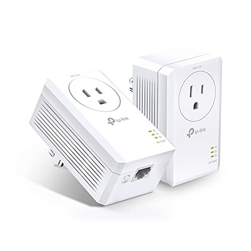 TP-Link AV1000 Powerline Ethernet Adapter Kit (TL-PA7017P KIT) - Passthrough, Noise Filtering, Gigabit Port, Plug Pair & Play, Network Adapter, Free Expert Support