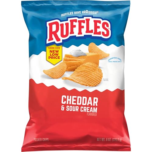 Ruffles Potato Chips, Cheddar Cheese & Sour Cream, 8 Ounce
