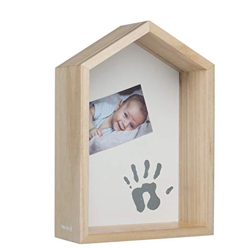 Baby Art® Shelf House, Wooden Wall or Desk Storage Holder, Children's Bedroom Decoration, Customisable with Footprint kit, Natural Wood Colour