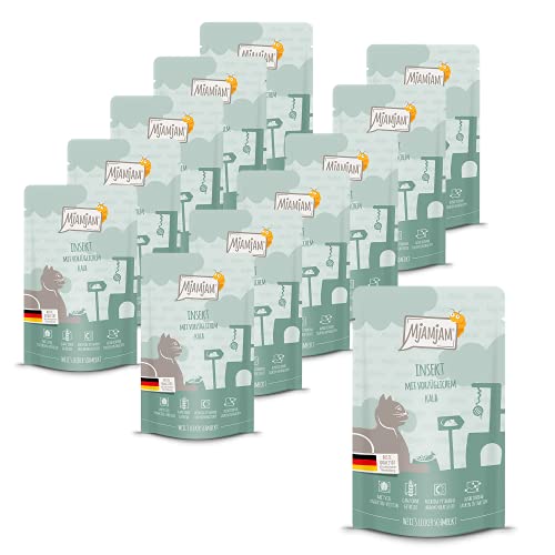 (-37%) MjAMjAM - Premium Nassfutter für Katzen - Quetschie - Insekt mit vorzüglichem Kalb, 12er Pack (12 x 125 g), getreidefrei mit Insektenprotein