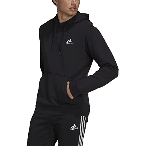 adidas Men's Essentials Fleece Hoodie, Black/White, Small