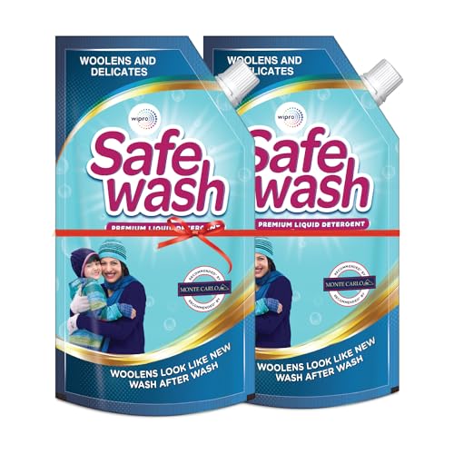 Safewash Premium Liquid Detergent 2L (Pack of 2 Pouch) for Woollens and Delicates with Active Fabric Conditioners | Soda and Bleach Free| PH Neutral N